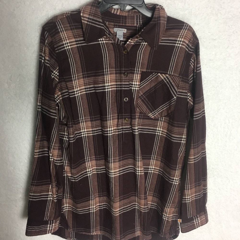 BRAND NEW Carhartt Womens Plaid Half Button Up